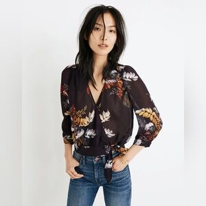 Madewell Wrap Top in Blooming Oasis
